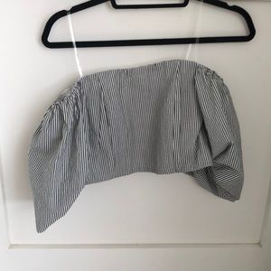 Puffy sleeve striped crop top